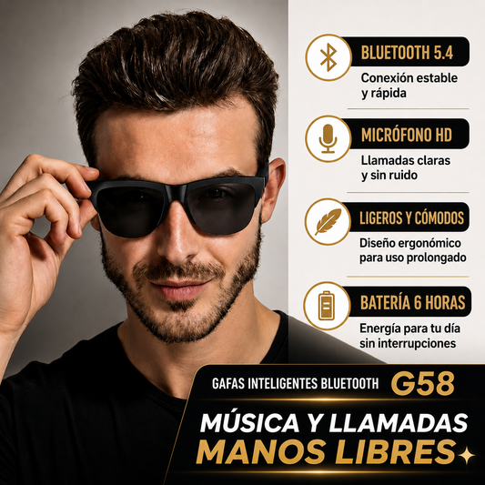GAFAS BLUETOOTH SMART AUDIO G58 - llamadas sin tocar tu teléfono